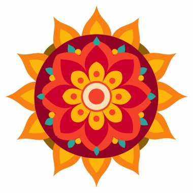 Çiçekli mandala çiçeği güzel dekoratif etnik süs doğu tarzı vektör çizimi