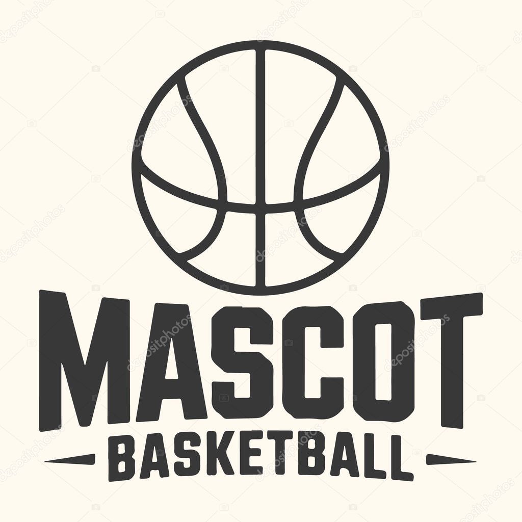 A bold and dynamic mascot basketball logo featuring a stylized basketball graphic above the word 'MASCOT' and 'BASKETBALL' in strong, impactful typography.