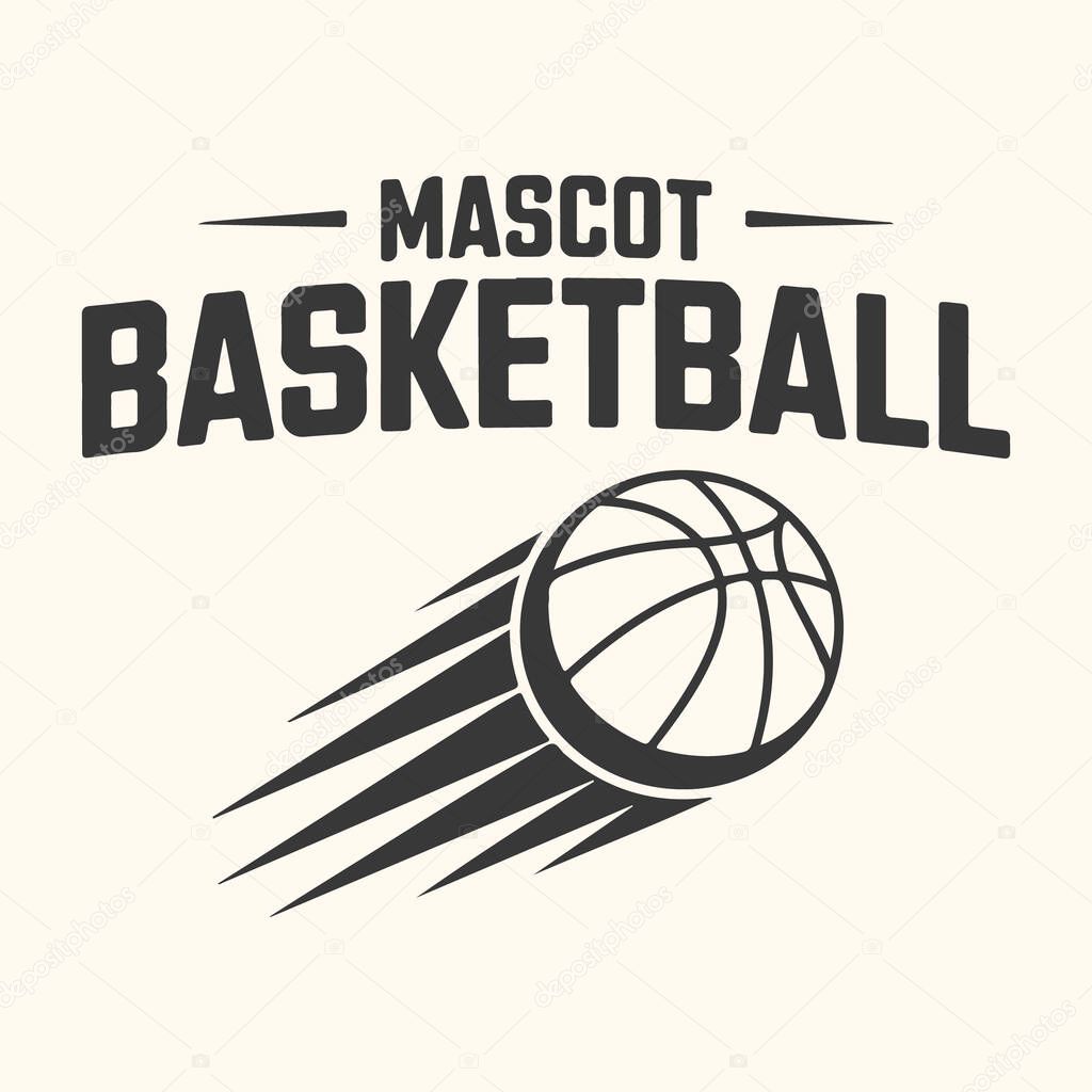 A dynamic basketball mascot logo featuring a stylized ball with motion lines, conveying speed and energy, perfect for sports teams and events.