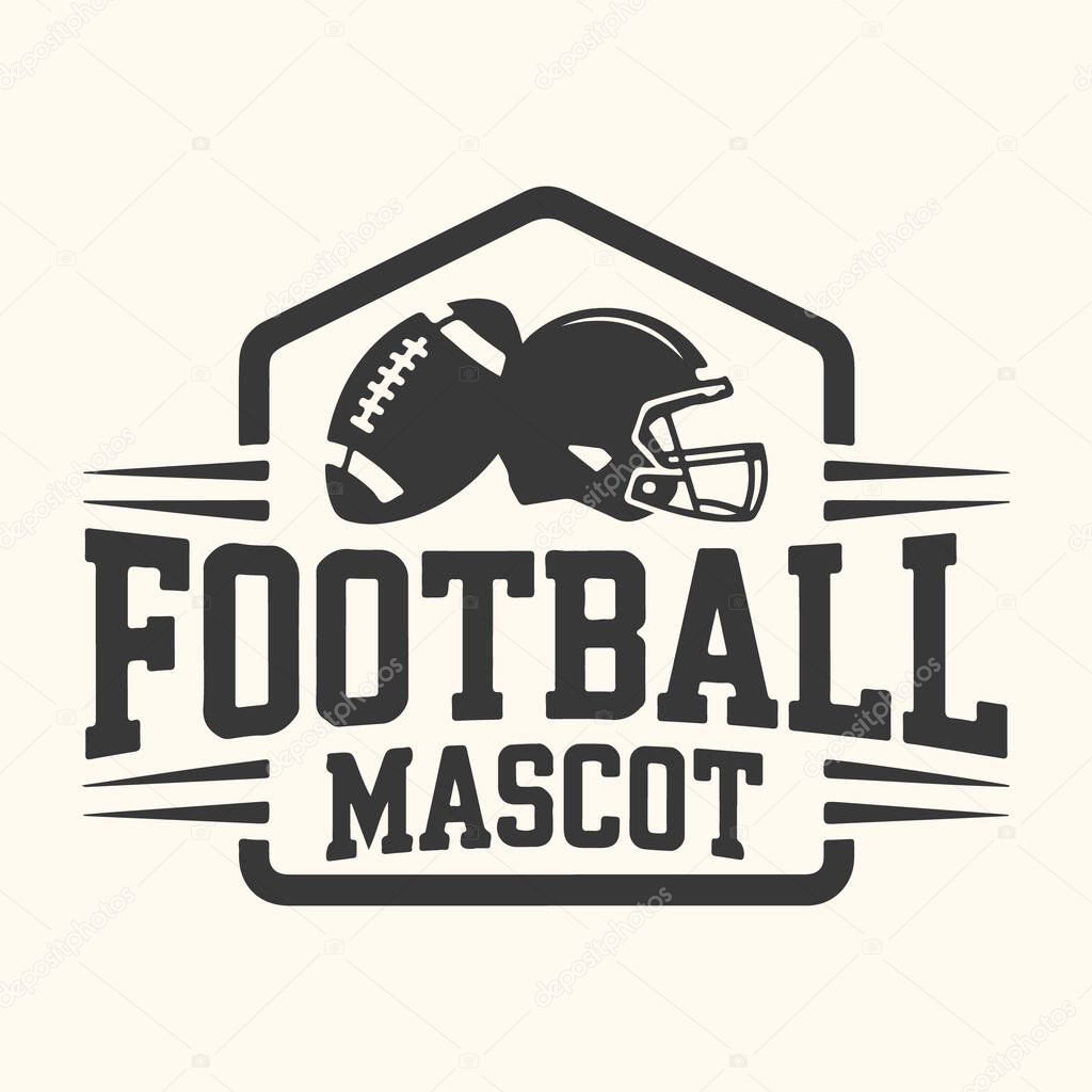 Vector art of football mascot logo with helmet and ball, representing team spirit and athletic competition, perfect for sports branding and merchandise