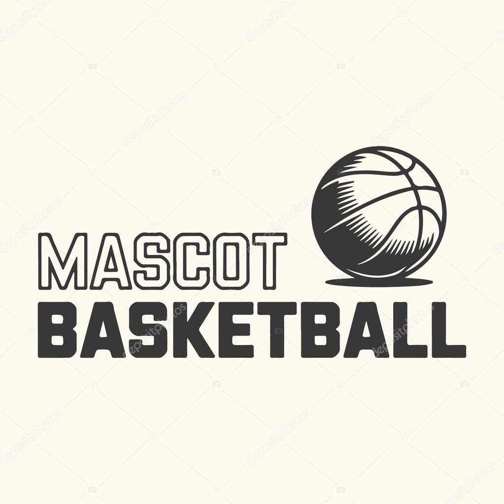 Vector art of mascot basketball text with a basketball illustration on a light background
