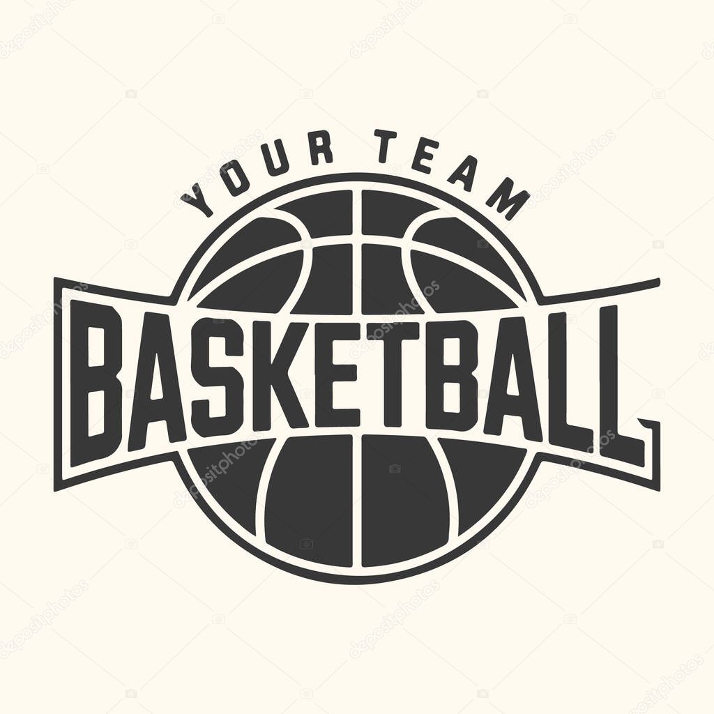 Vector art of retro style basketball logo with text your team and basketball on a cream background, perfect for sports branding and apparel design