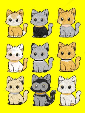 Cute cay and yellow background vibes ilustrasion  clipart