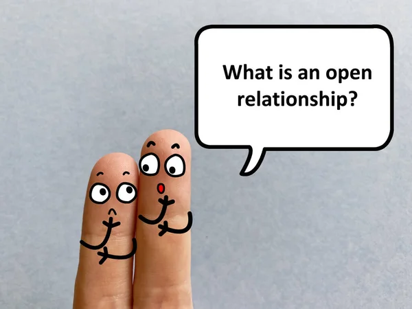 两个手指装饰成两个人 其中之一就是问什么是公开的关系 — 图库照片