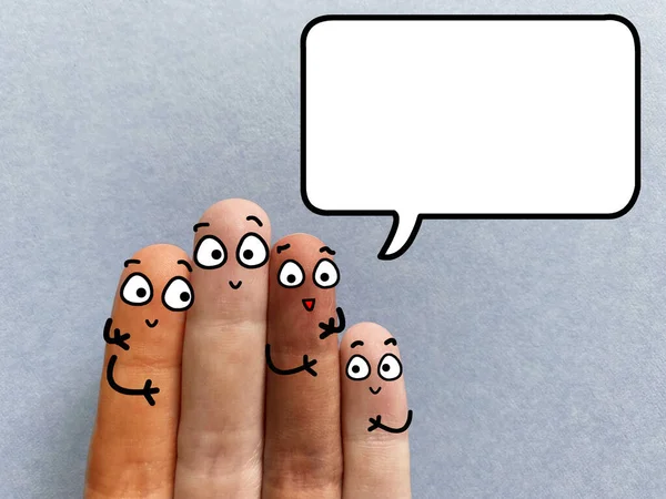 Négy Ujját Díszítik Mint Négy Ember Különböző Fajú Rasszizmusról Beszélnek — Stock Fotó