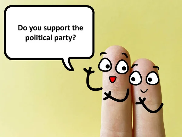 Two Fingers Decorated Two Person Discussing Election One Them Asking — Stock Photo, Image