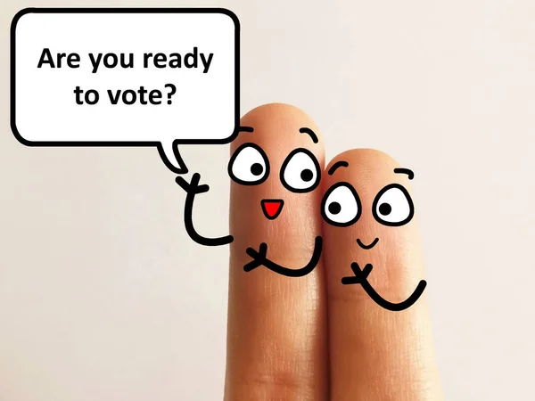 Two Fingers Decorated Two Person Discussing Election One Them Asking — Stock Photo, Image