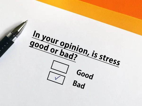 One Person Answering Question Stress Thinks Stress Bad — Stock Photo, Image