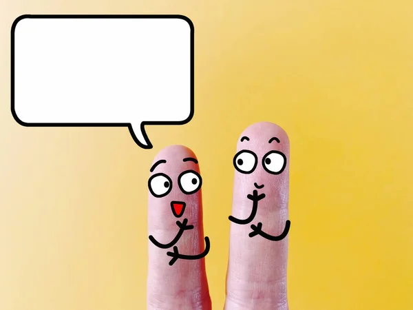 Zwei Finger Sind Als Zwei Personen Dekoriert Sie Reden Miteinander — Stockfoto
