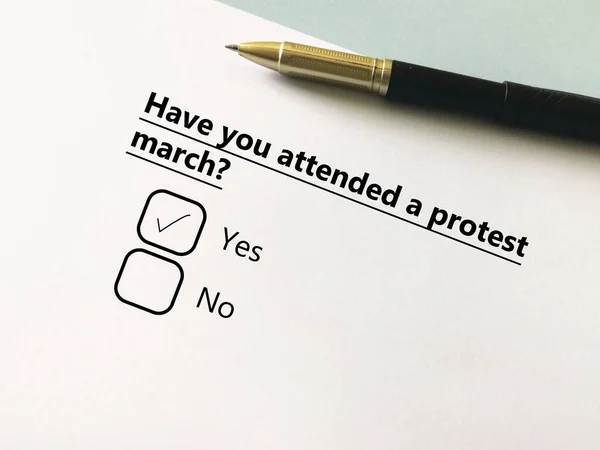 One Person Answering Question Protest Social Movement Has Attended Protest — Stock Photo, Image