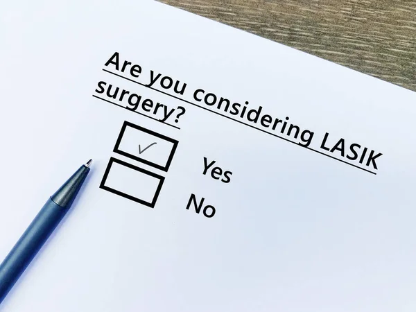 Person Answering Question Eyes Lasik Surgery Stok Resim