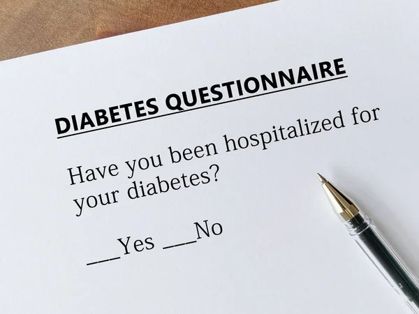 stock image A person is answering question about diabetes. He is thinking if he has been hospitalized for his diabetes.