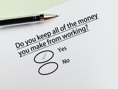 One person is answering question about trafficking. He keeps all the money he makes from working.