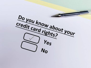 One person is answering question about scams. He knows about his credit card rights.