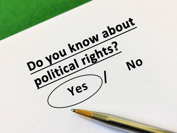 One Person Answering Question Human Rights Knows Political Rights — Φωτογραφία Αρχείου