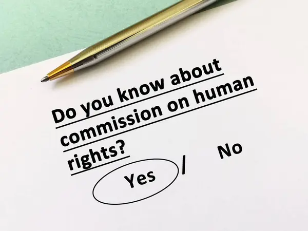 One Person Answering Question Human Rights Knows Commission Human Rights — Stockfoto