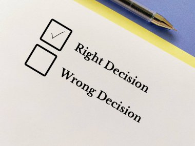 One person is answering question. He thinks he is making right decision.