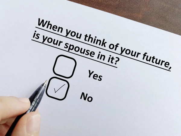 Person Answering Question Marriage Person Thinks His Spouse Thinks Future — Stock Photo, Image