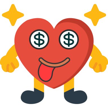 para kalp simgesi çizgi film stili izole vektör illüstrasyonunda