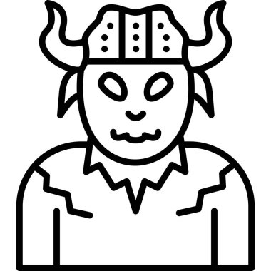 Maskeli bir adam ve boynuzlu bir kadın tacı.