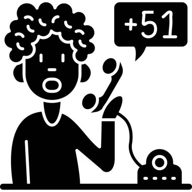 Konuşma baloncukları ve telefon vektörü çizimi olan kadın