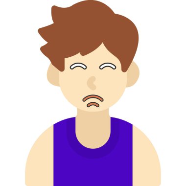 Mor saçlı üzgün çocuk.