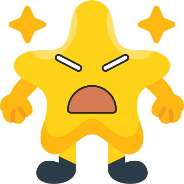 kızgın yıldız duygu simgesi karakteri, vektör illüstrasyonu