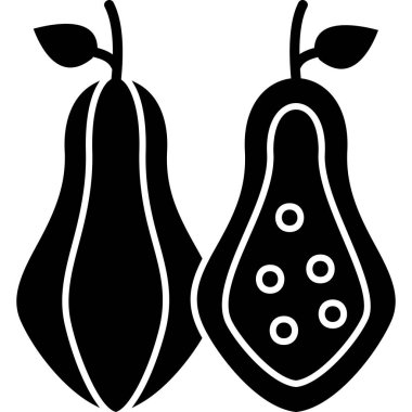 avokadonun siyah ve beyaz vektör çizimi