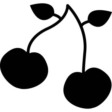 Vişne kirazlı simge taslak biçiminde