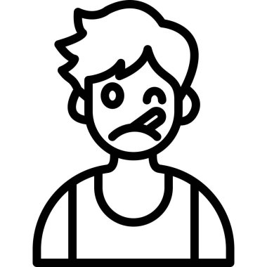 Yüz ifadesi vektör çizimi tasarımı olan genç adam