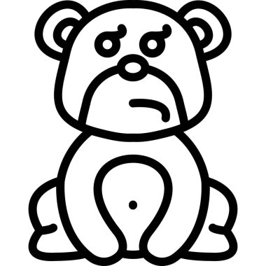 Üzgün bir ifadeyle oturan bir ayının karikatür çizimi..