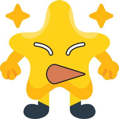 Kızgın bir ifadeye sahip bir yıldızın karikatür çizimi.