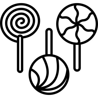 Lolipop şeker ikonu. Beyaz arkaplanda izole edilmiş web tasarımı için şeker vektörü resimleme simgesi