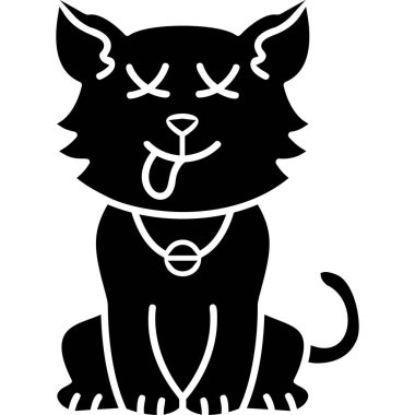 Siyah siluetli kedi, vektör çizimi