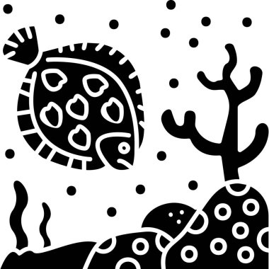 Deniz hayvanlarının siyah beyaz çizimi