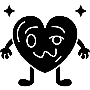 Mutlu bir ifadeyle siyah beyaz bir kalp.