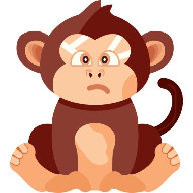 maymun çizgi film ikonu. Düz dizayn. vektör grafiği