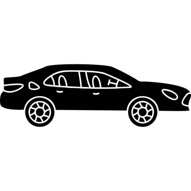 Siyah simgeye sahip araba, izole vektör çizimi