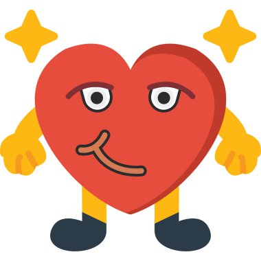 kalp çizgi film tasarımı ikon vektör çizimi