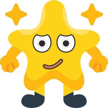 Gülümseyen sevimli sarı yıldız, vektör çizimi