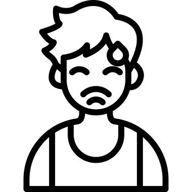 Hüzünlü ifade vektör illüstrasyon tasarımına sahip insan avatarı