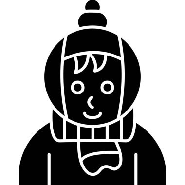 Kış elbiseli kadın, vektör çizimi.