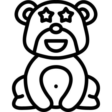 Yıldız simgesi ile bebek ayı, basit çizgi çizimi