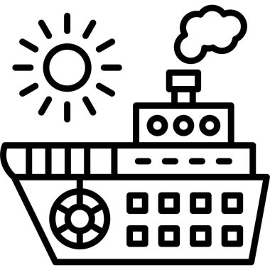 Gemi gemisi web simgesi, basit çizgi çizimi