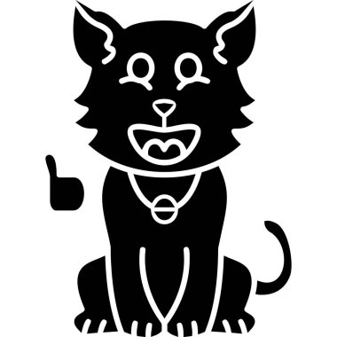 Şirin bir kedinin siyah beyaz çizimi