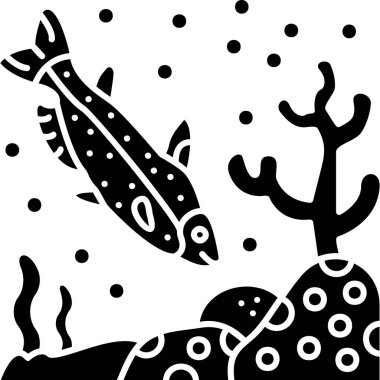 Vektör el çizimi çizimi. Sevimli hayvanlar. siyah beyaz balık çizimi.