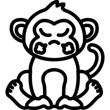 maymun Çin Yeni Yıl simgesi taslak biçiminde