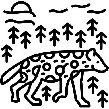 Vahşi hayvanlar taslak biçiminde vahşi ikon