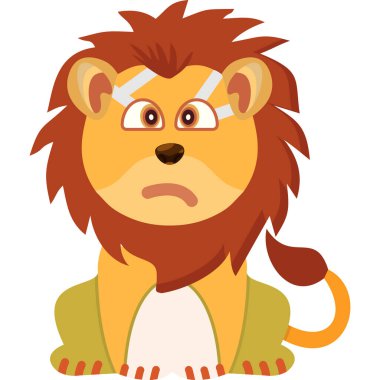 Üzgün bir ifadeyle çizgi film aslanı. vektör illüstrasyonu