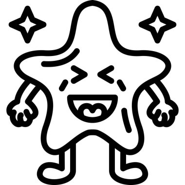 şirin yıldız simgesi, basit çizgi vektör çizimi